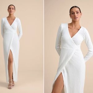 LULUS Sexy Bridal Wedding Chic Sequin Rehearsal Dinner Reception Long Sleeve Gow